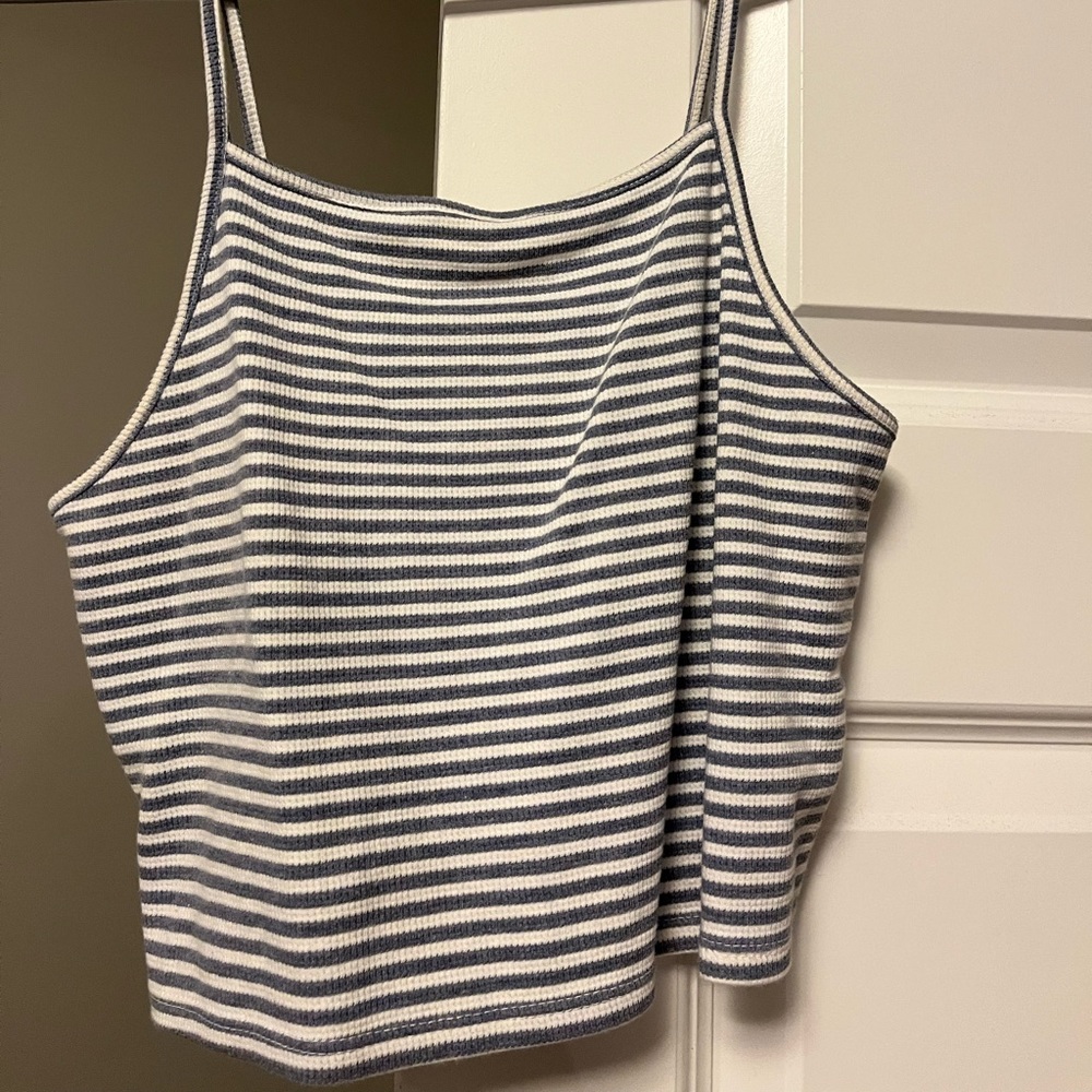Blue and white crop top